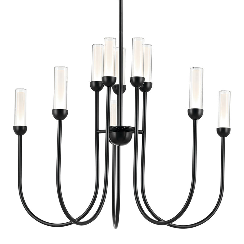 Moraine Cylinder Chandelier Black 30 Inch
