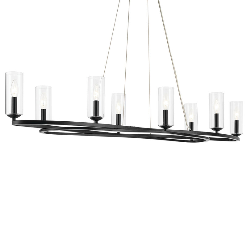 Harpin Cylinder Oval Chandelier Black