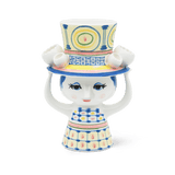 Bjørn Wiinblad Lady with Hat Vase, Blue, H: 8.1" By Bjorn Wiinblad