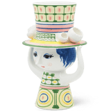 Bjørn Wiinblad Lady with Hat Vase, Green, H: 9.6" By Bjorn Wiinblad