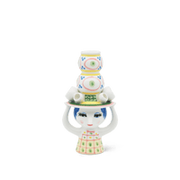 Bjørn Wiinblad Lady with Hat Candleholder, Yellow, H: 6.3" By Bjorn Wiinblad