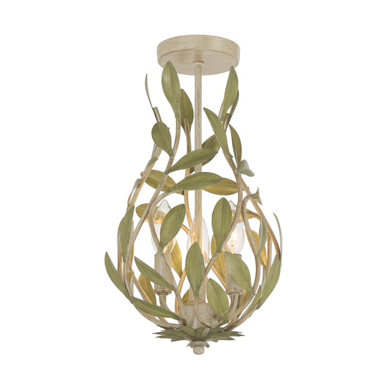 Broche 9'' Champagne Green Tea Semi Flush Mount by Crystorama