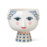 Bjørn Wiinblad Eva Flower Pot on Base, Blue, H: 8.3" By Bjorn Wiinblad