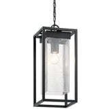Mercer Hanging Outdoor Wall Light Black with Silver Highlights
