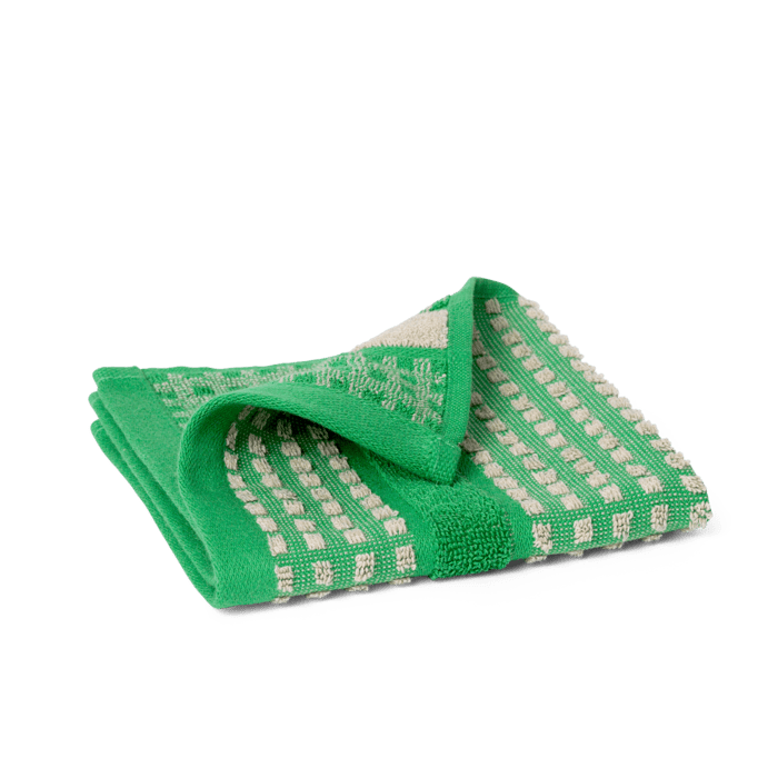 JUNA Check Towels, Green/Sand Hand Towel By JUNA