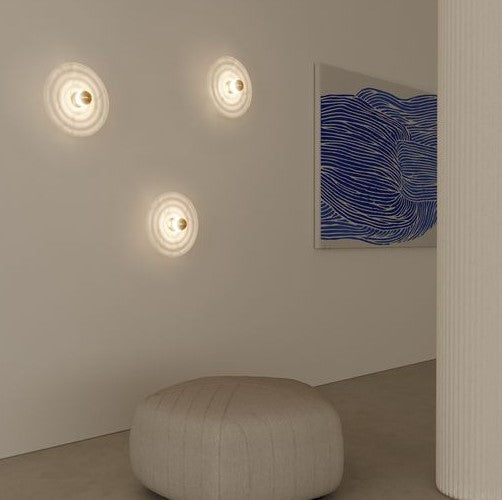 WAVE WALL LIGHT BY AROMAS DEL CAMPO, WALL FITTING - SHINNY GOLD, FINISHES: ALBASTER NATURAL  , , | CASA DI LUCE LIGHTING