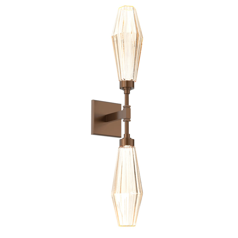 Aalto Double Wall Sconce By Hammerton, Color: Amber, Finish: Burnished Bronze