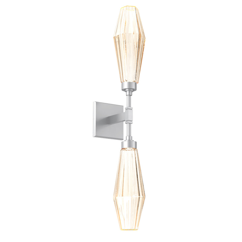 Aalto Double Wall Sconce By Hammerton, Color: Amber, Finish: Classic Silver