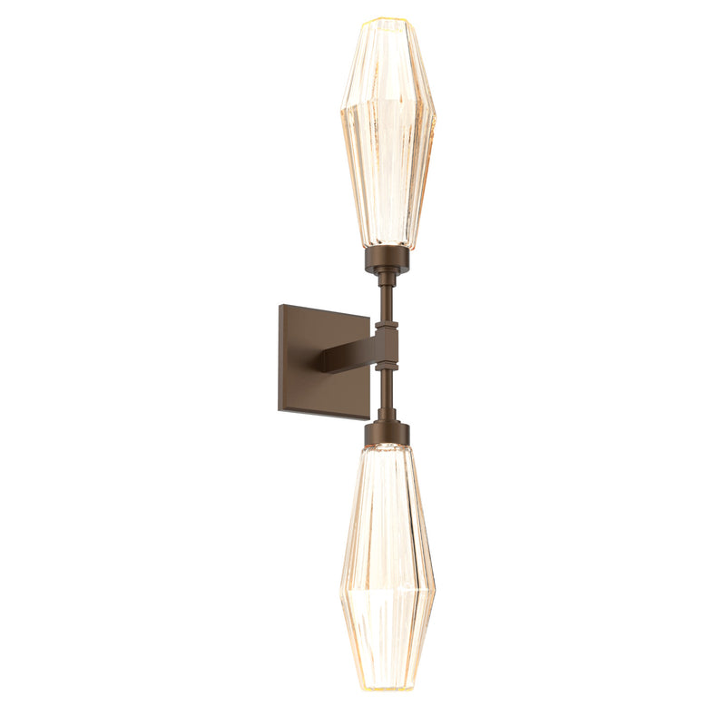 Aalto Double Wall Sconce By Hammerton, Color: Amber, Finish: Flat Bronze