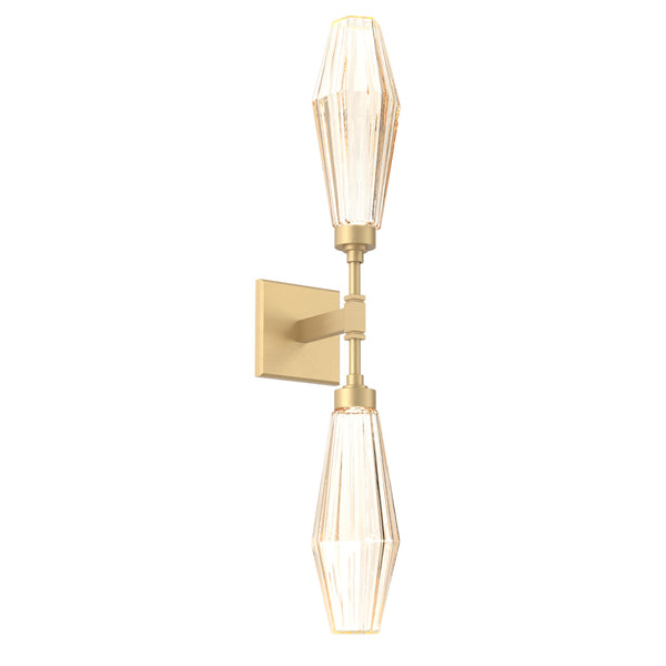 Aalto Double Wall Sconce By Hammerton, Color: Amber, Finish: Gilded Brass