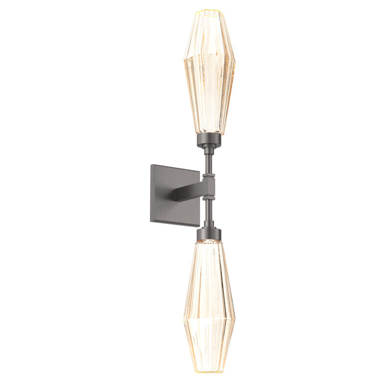 Aalto Double Wall Sconce By Hammerton, Color: Amber, Finish: Graphite