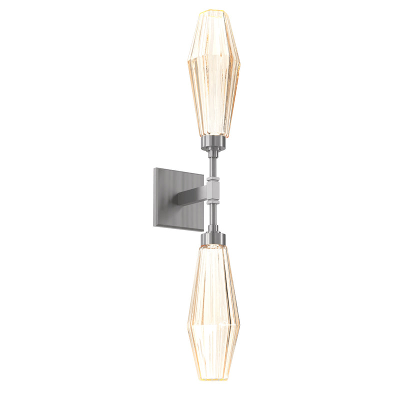 Aalto Double Wall Sconce By Hammerton, Color: Amber, Finish: Gunmetal
