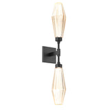 Aalto Double Wall Sconce By Hammerton, Color: Amber, Finish: Matte Black