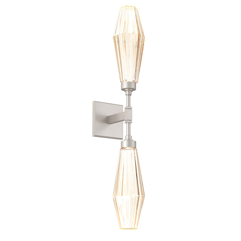 Aalto Double Wall Sconce By Hammerton, Color: Amber, Finish: Metallic Beige Silver