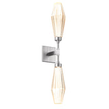 Aalto Double Wall Sconce By Hammerton, Color: Amber, Finish: Satin Nickel