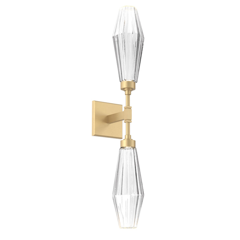Aalto Double Wall Sconce By Hammerton, Color: Clear, Finish: Gilded Brass