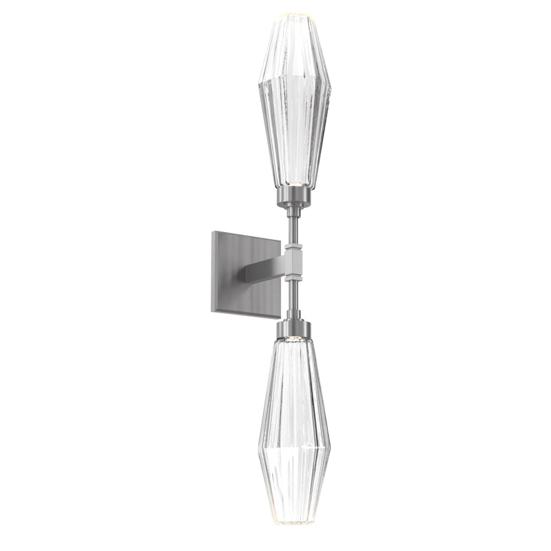 Aalto Double Wall Sconce By Hammerton, Color: Clear, Finish: Gunmetal