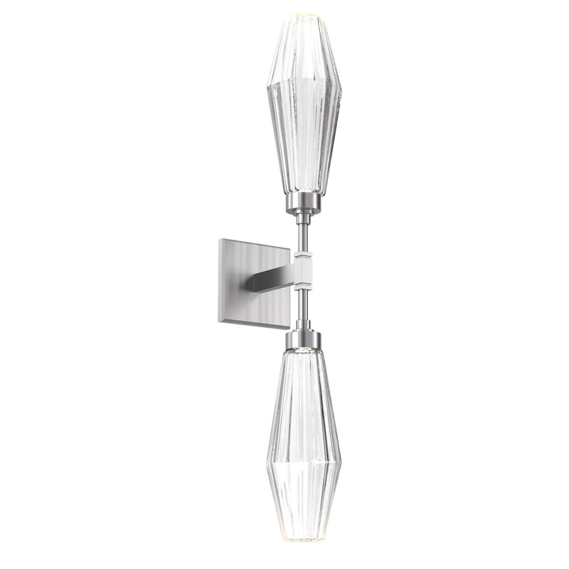 Aalto Double Wall Sconce By Hammerton, Color: Clear, Finish: Satin Nickel