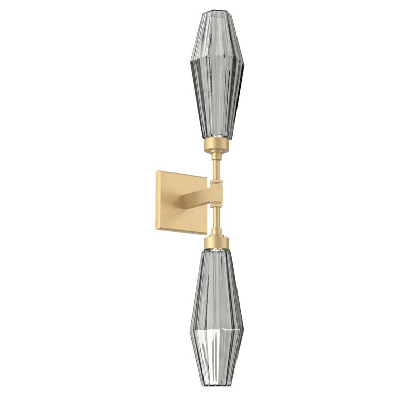 Aalto Double Wall Sconce By Hammerton, Color: Smoke, Finish: Gilded Brass