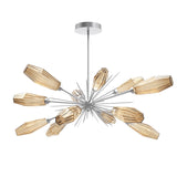 Aalto Oval Starburst Chandelier By Hammerton, Color Optic Rib Bronze, Finish: Classic Silver