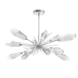 Aalto Oval Starburst Chandelier By Hammerton, Color Optic Rib Clear, Finish: Classic Silver