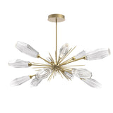 Aalto Oval Starburst Chandelier By Hammerton, Color Optic Rib Clear, Finish: Gilded Brass