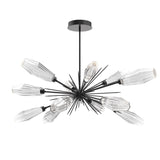 Aalto Oval Starburst Chandelier By Hammerton, Color Optic Rib Clear, Finish: Matte Black