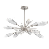 Aalto Oval Starburst Chandelier By Hammerton, Color Optic Rib Clear, Finish: Metallic Beige Silver