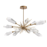 Aalto Oval Starburst Chandelier By Hammerton, Color Optic Rib Clear, Finish: Novel Brass