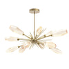 Aalto Oval Starburst Chandelier By Hammerton, Color Optic Rib Amber, Finish: Gilded Brass