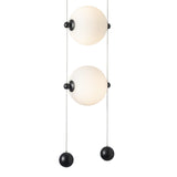 Abacus 3-Light LED Pendant, shown in Black, Opal Glass, by Hubbardton Forge