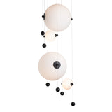 Abacus 4-Light Round LED Pendant, shown in Black, Opal Glass, by Hubbardton Forge