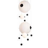 Abacus 4-Light Round LED Pendant, shown in Black, Opal Glass, by Hubbardton Forge
