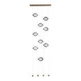 Abacus 9-Light LED Chandelier, shown in Soft Gold, Cool Grey Glass, by Hubbardton Forge