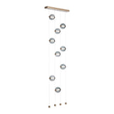 Abacus 9-Light LED Chandelier, shown in Soft Gold, Cool Grey Glass, by Hubbardton Forge