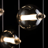 Abacus 9-Light LED Chandelier detail in Soft Gold, Cool Grey Glass, by Hubbardton Forge