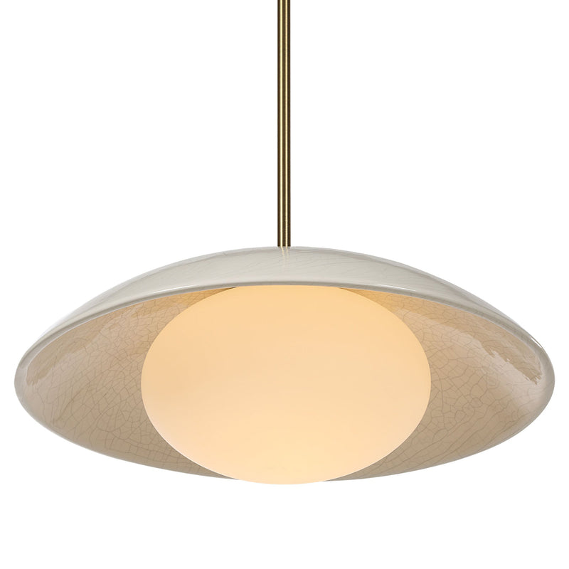 Abbie Ceramic Pendant Light Brushed Brass By Renwil Main View 1