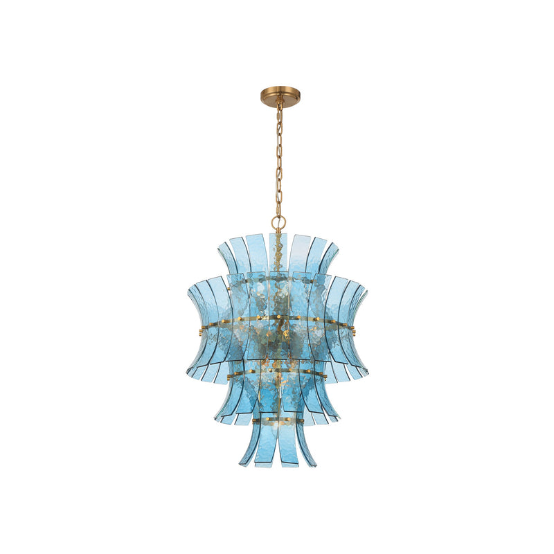 Abigail Chandelier 22.25" Aged Brass Blue