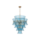 Abigail Chandelier 29.5" Aged Brass Blue