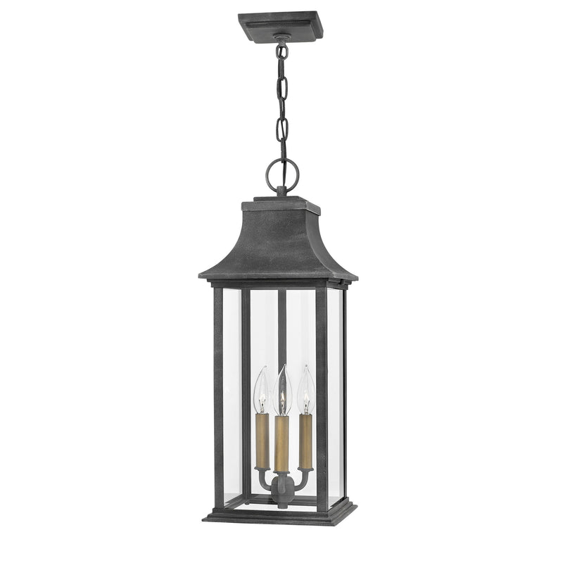 Adair Large Hanging Lantern - Aged Zinc - by Hinkley