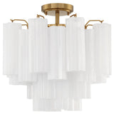 Addis 4 Light Semi Flush Mount Aged Brass Tronchi Glass White By Crystorama 