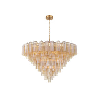 Addis Grand Tiered Chandelier 49" Aged Brass Amber