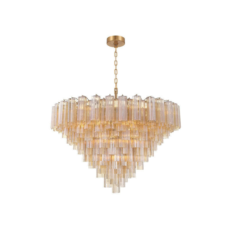 Addis Grand Tiered Chandelier 49" Aged Brass Amber