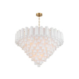 Addis Grand Tiered Chandelier 49" Aged Brass White