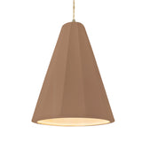 Adobe-Beige Twisted Cord Tall Fluted Ceramic Pendant by Justice Design