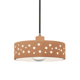 Adobe-Black Cord Perforated Dish Ceramic Pendant by Justice Design