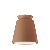 Adobe Black Cord Trapezoid Tall Ceramic Pendant by Justice Design