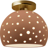 Adobe Brushed Brass Perforated Medium Globe Semi- Flush by Justice Design