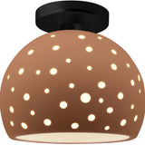 Adobe Matte Black Perforated Medium Globe Semi- Flush by Justice Design