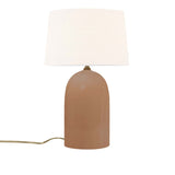 Adobe White Linen Fabric Ceramic Tall Kava Table Lamp with Fabric Shade by Justice Design